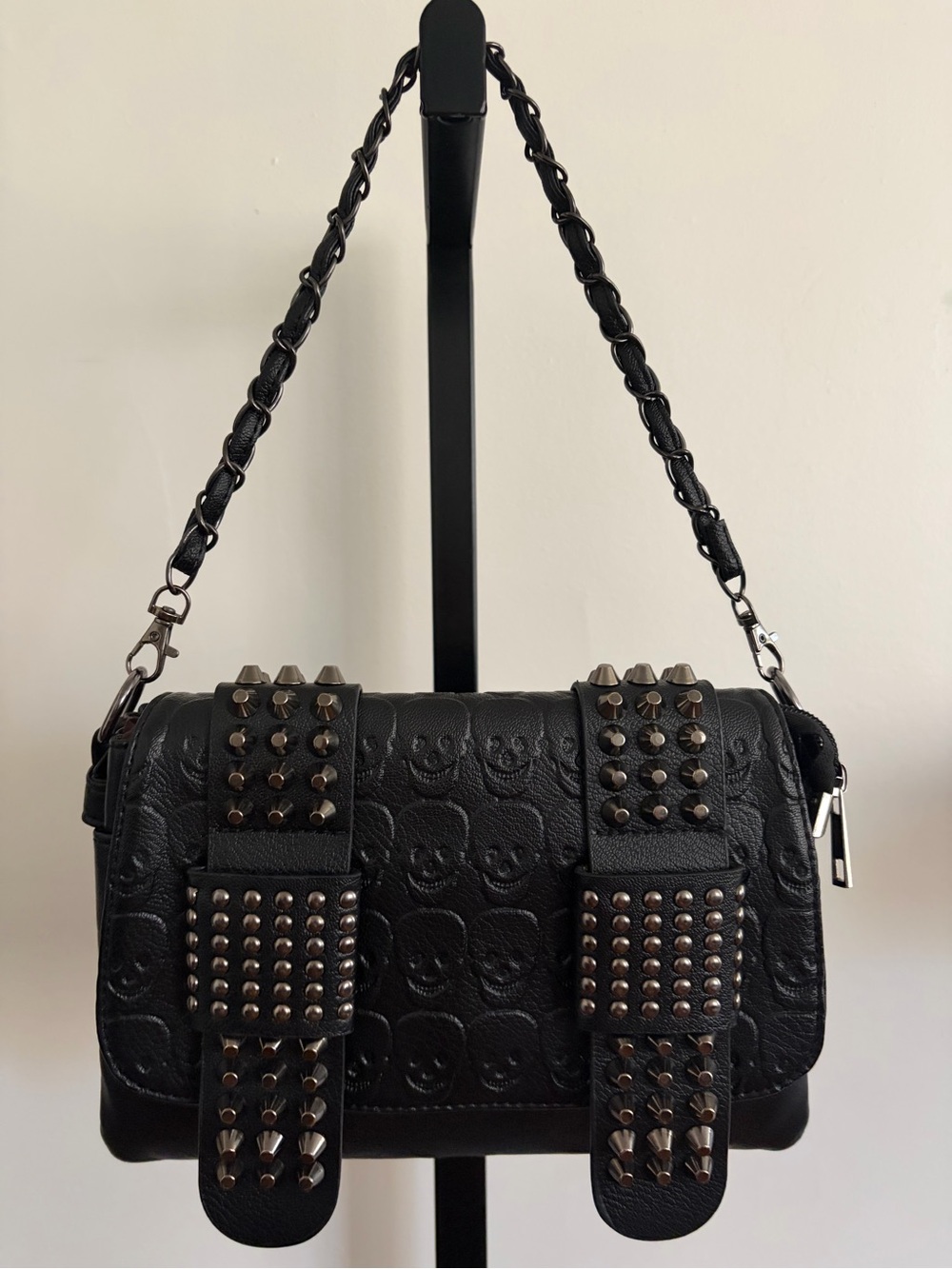 Black Studded Crossbody Shoulder Bag - Picture 4 of 8